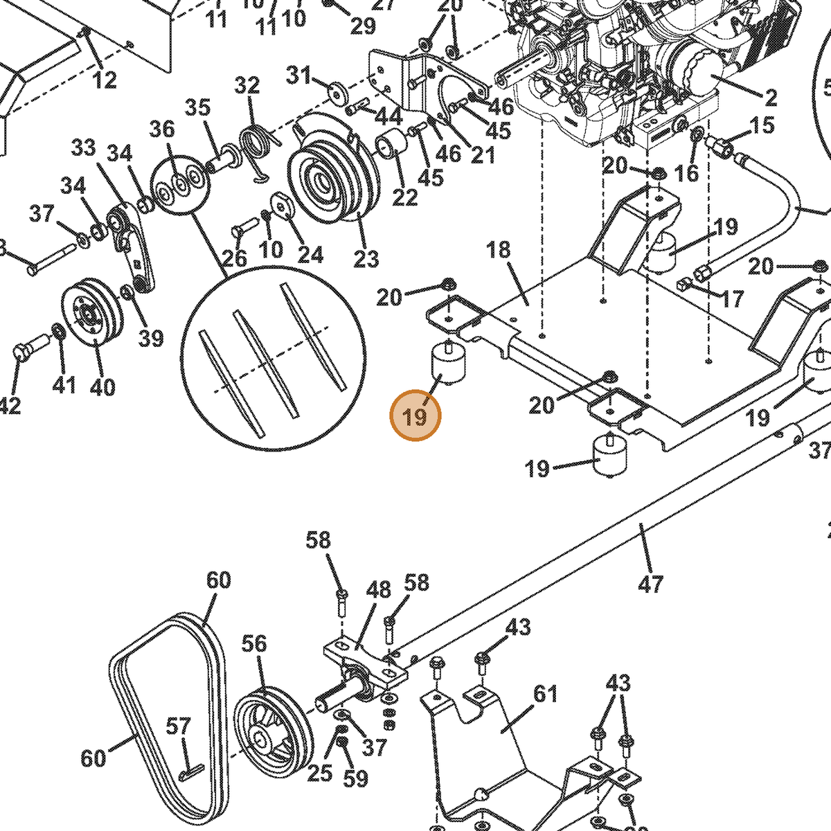 Grasshopper part 424076 — IPL diagram snippet (6x zoom, amber highlight)