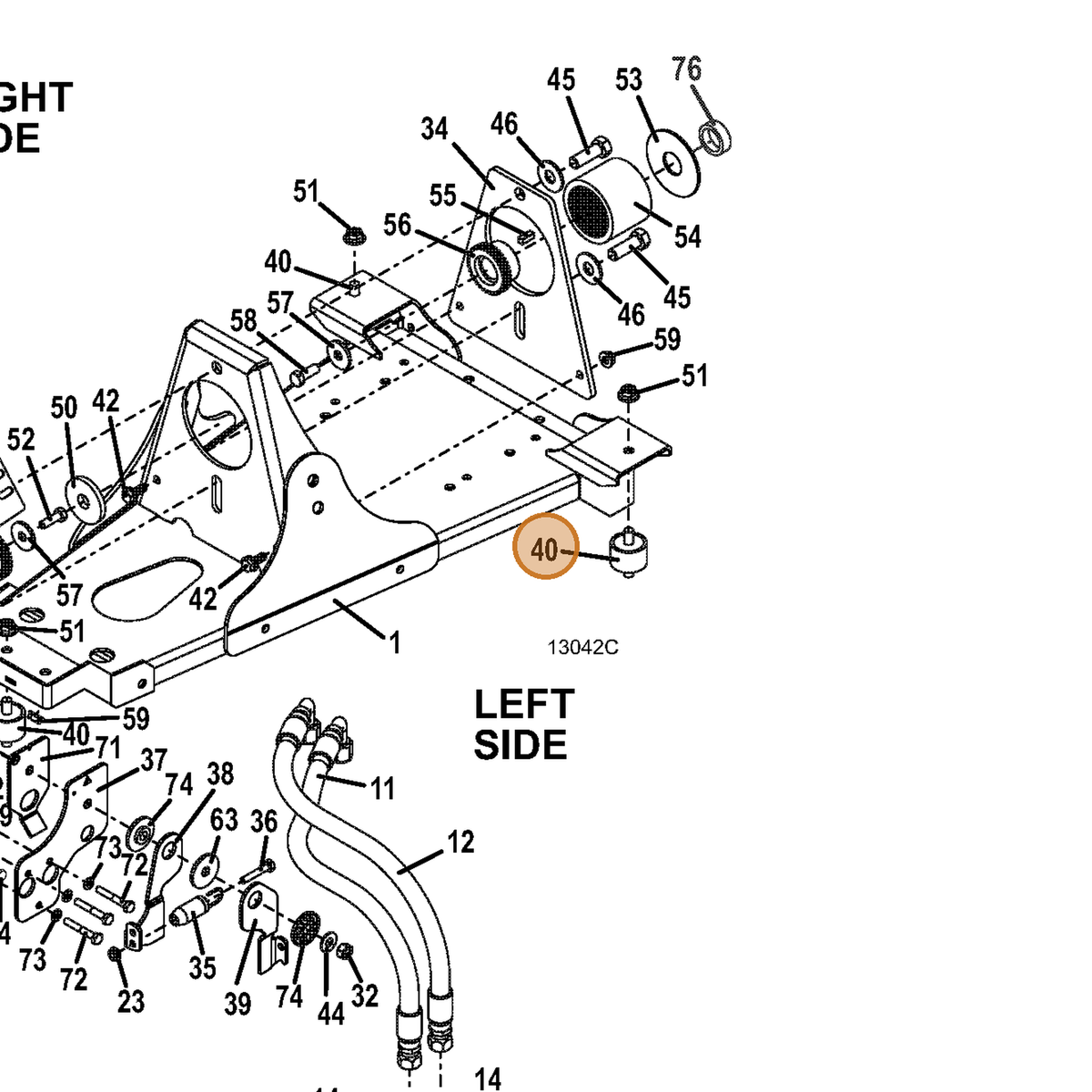 Grasshopper part 424079 — IPL diagram snippet (6x zoom, amber highlight)