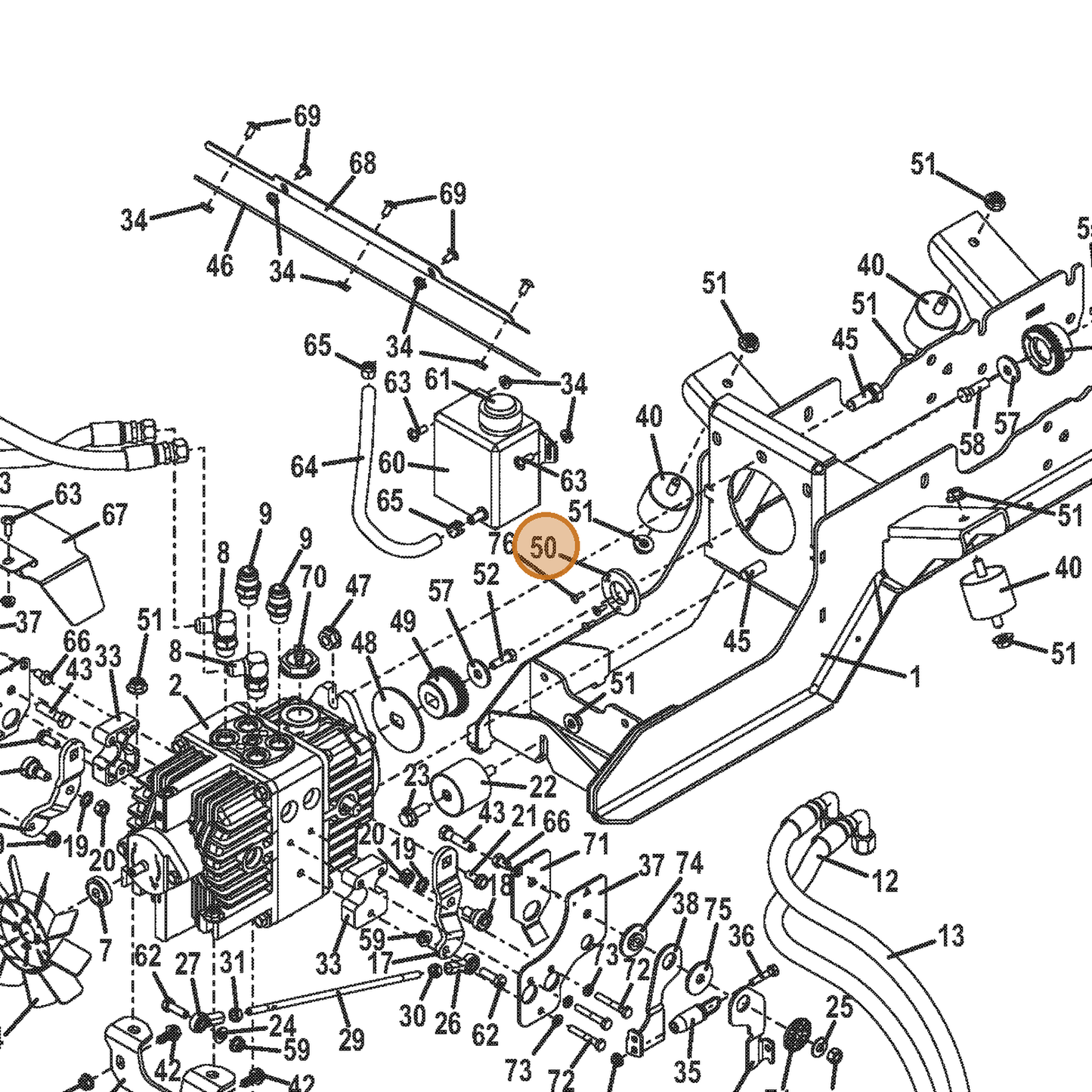 Grasshopper part 424151 — IPL diagram snippet (6x zoom, amber highlight)