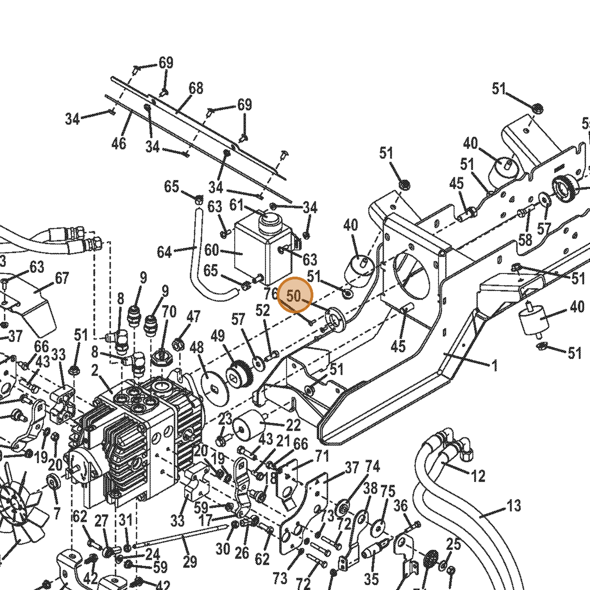 Grasshopper part 424151 — IPL diagram snippet (6x zoom, amber highlight)