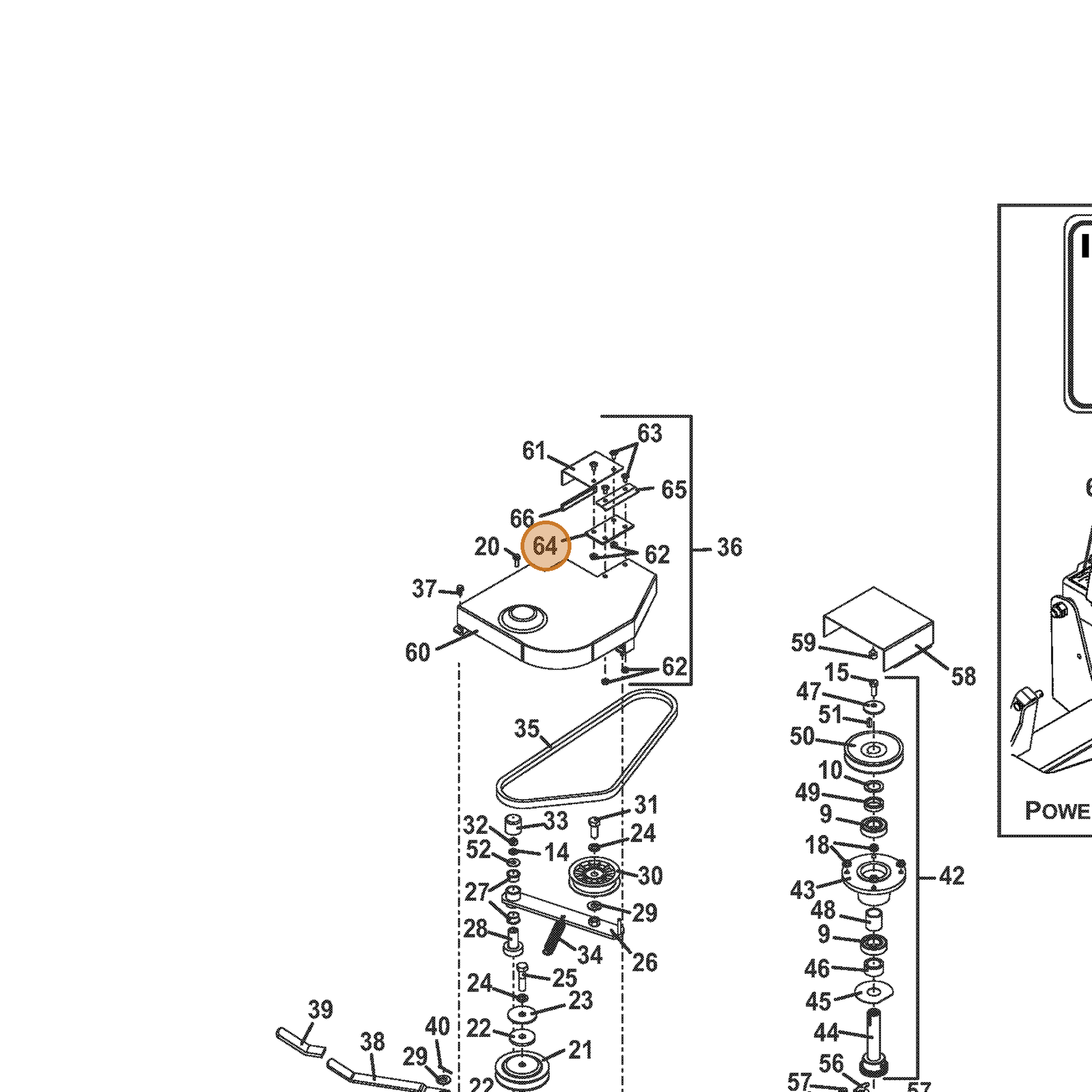 Grasshopper part 424153 — IPL diagram snippet (6x zoom, amber highlight)