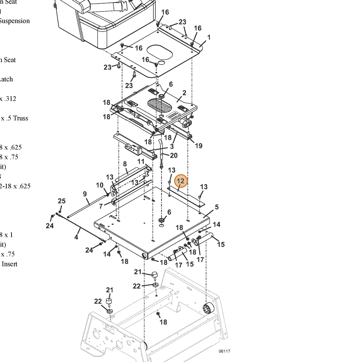 Grasshopper part 424172 — IPL diagram snippet (6x zoom, amber highlight)