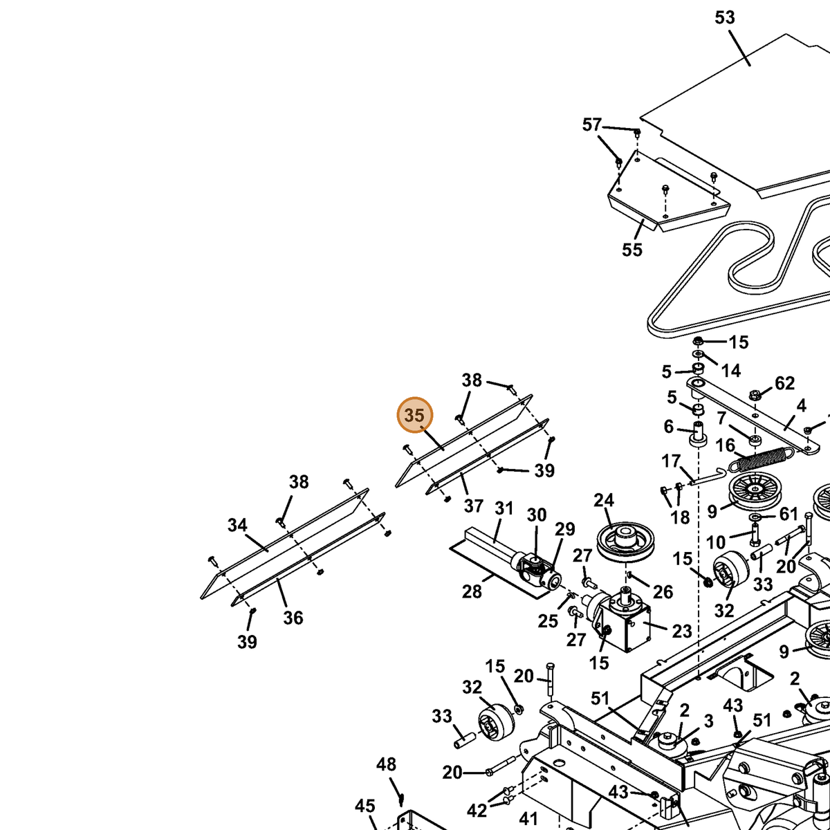 Grasshopper part 424174 — IPL diagram snippet (6x zoom, amber highlight)