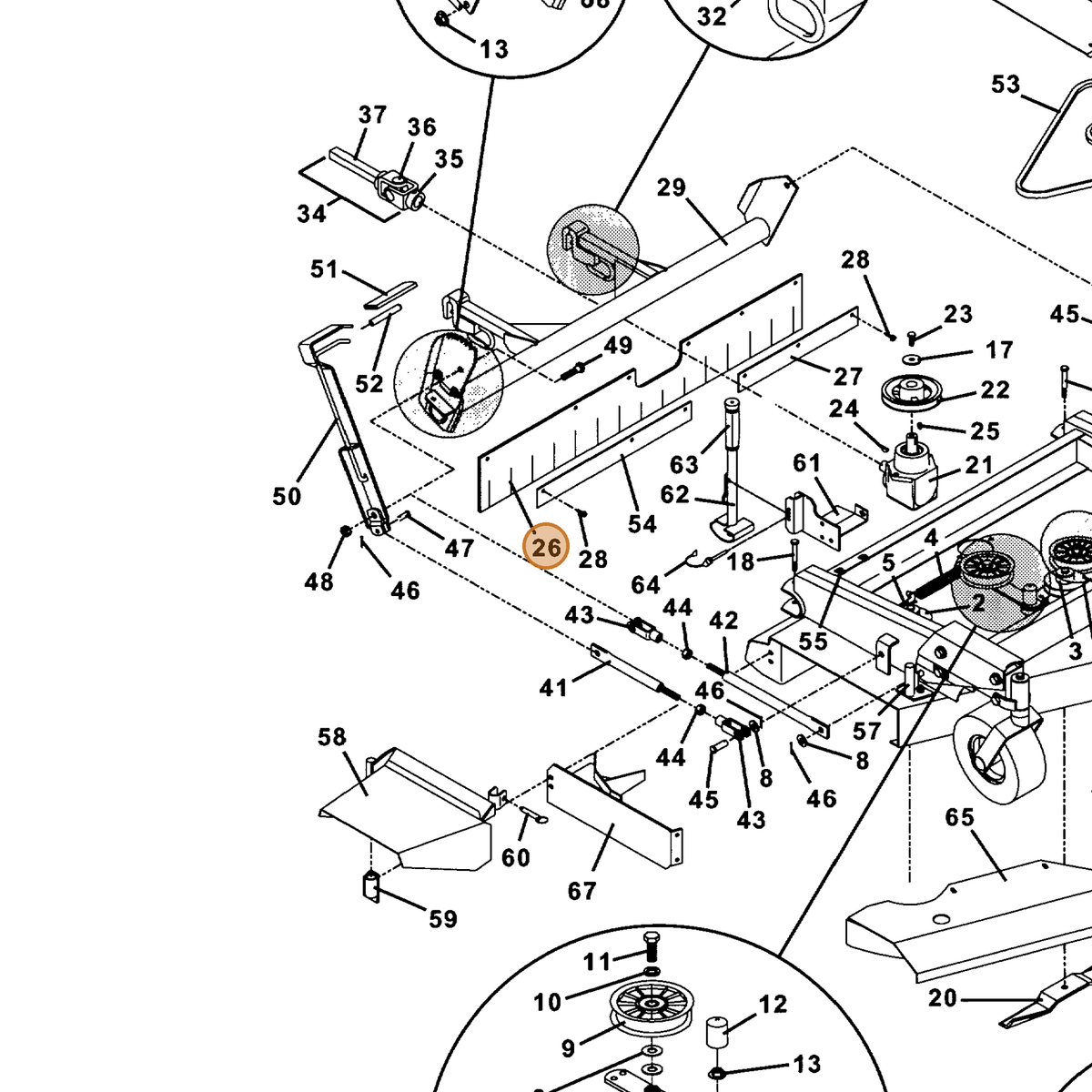 Grasshopper part 424185 — IPL diagram snippet (6x zoom, amber highlight)