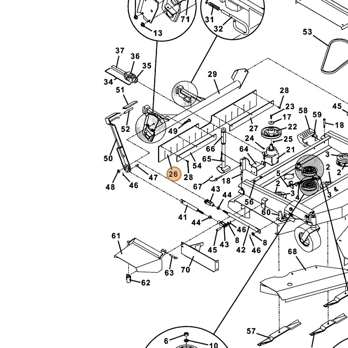 Grasshopper part 424186 — IPL diagram snippet (6x zoom, amber highlight)