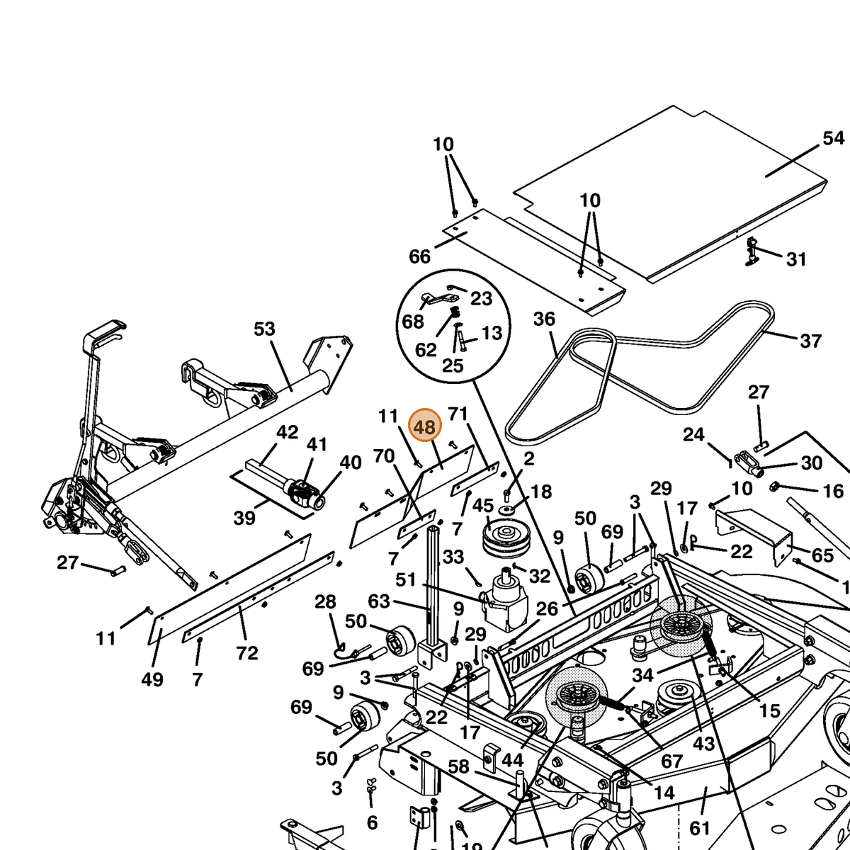 Grasshopper part 424189 — IPL diagram snippet (6x zoom, amber highlight)