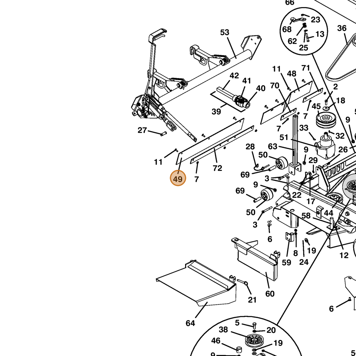 Grasshopper part 424197 — IPL diagram snippet (6x zoom, amber highlight)