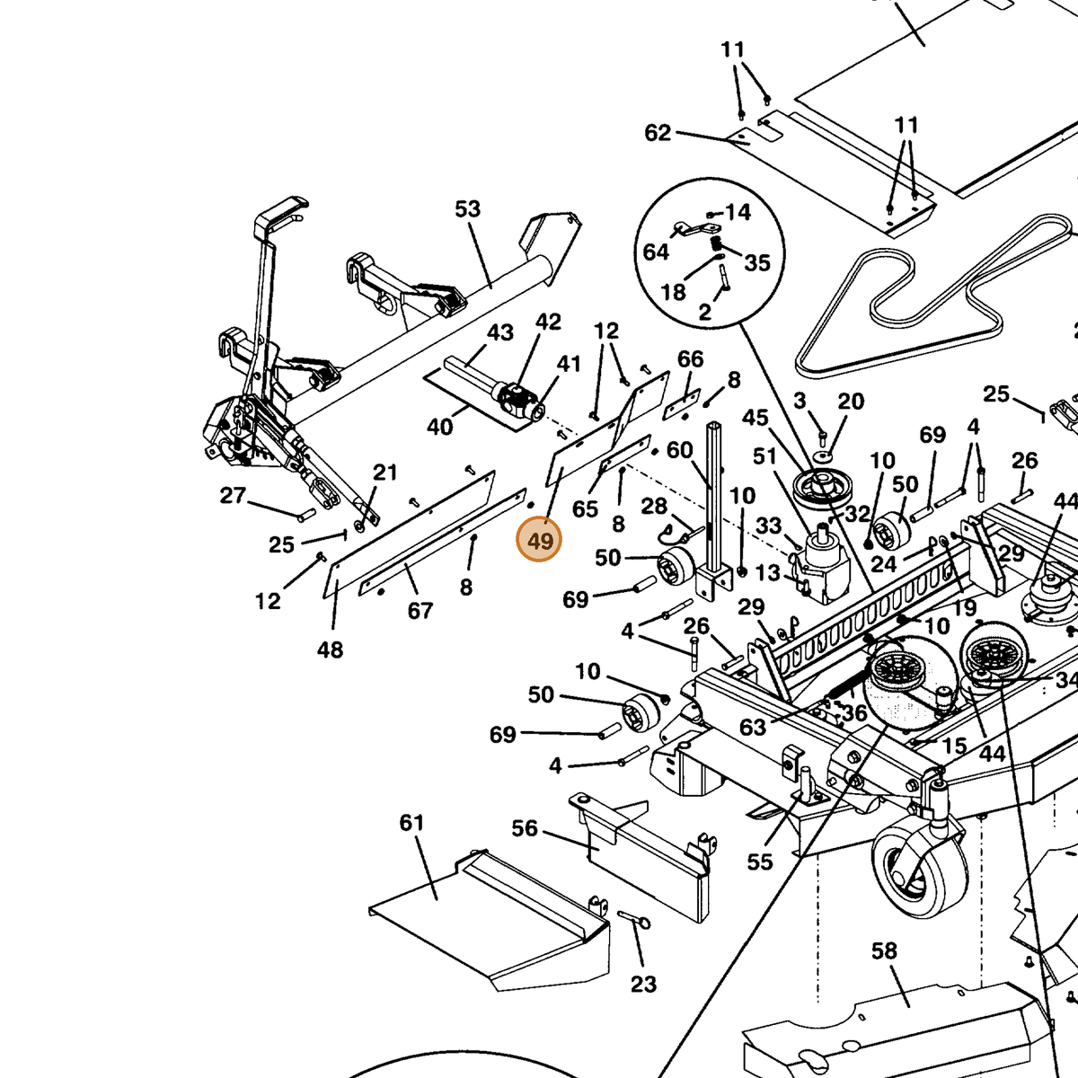 Grasshopper part 424203 — IPL diagram snippet (6x zoom, amber highlight)