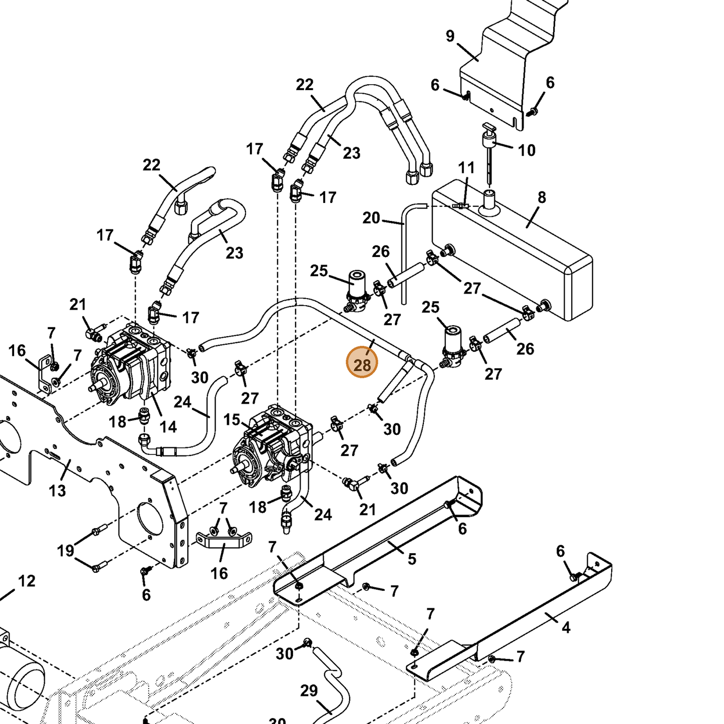 Grasshopper part 424313 — IPL diagram snippet (6x zoom, amber highlight)
