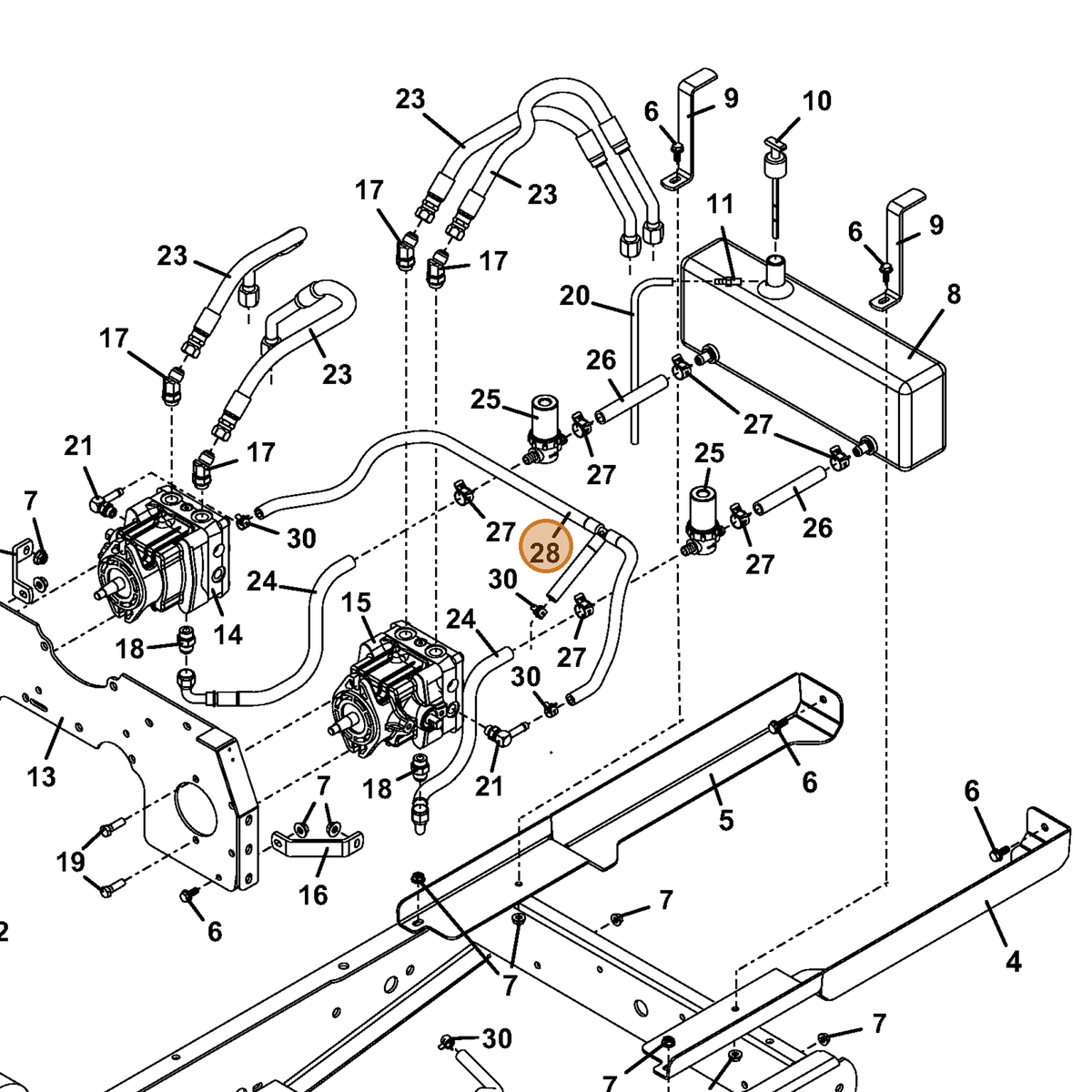 Grasshopper part 424317 — IPL diagram snippet (6x zoom, amber highlight)
