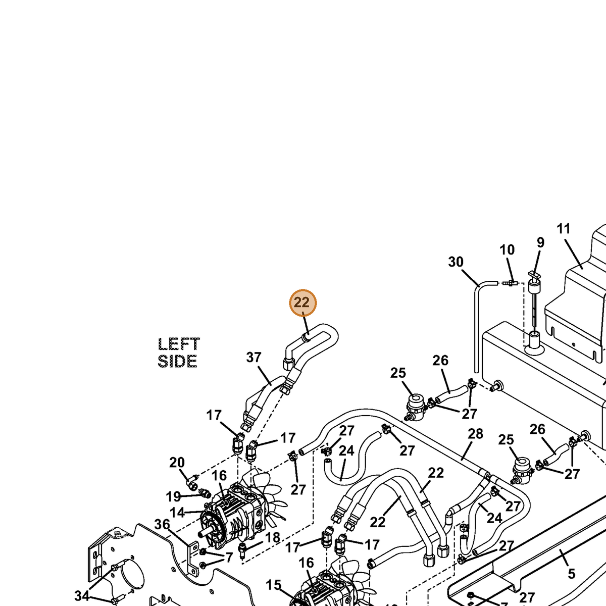 Grasshopper part 424374 — IPL diagram snippet (6x zoom, amber highlight)