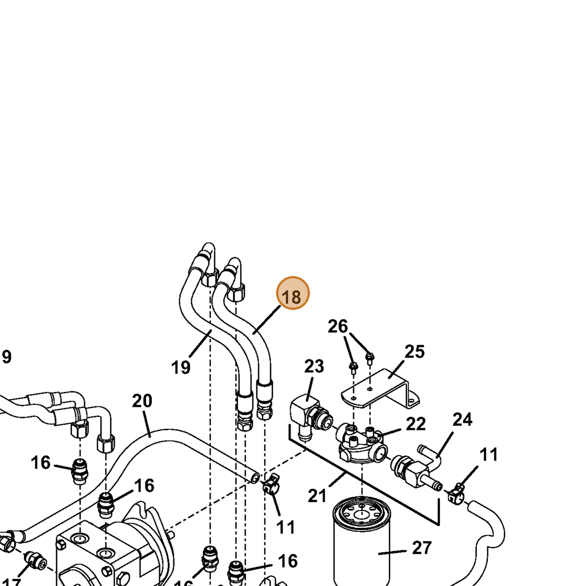 Grasshopper part 424378 — IPL diagram snippet (6x zoom, amber highlight)