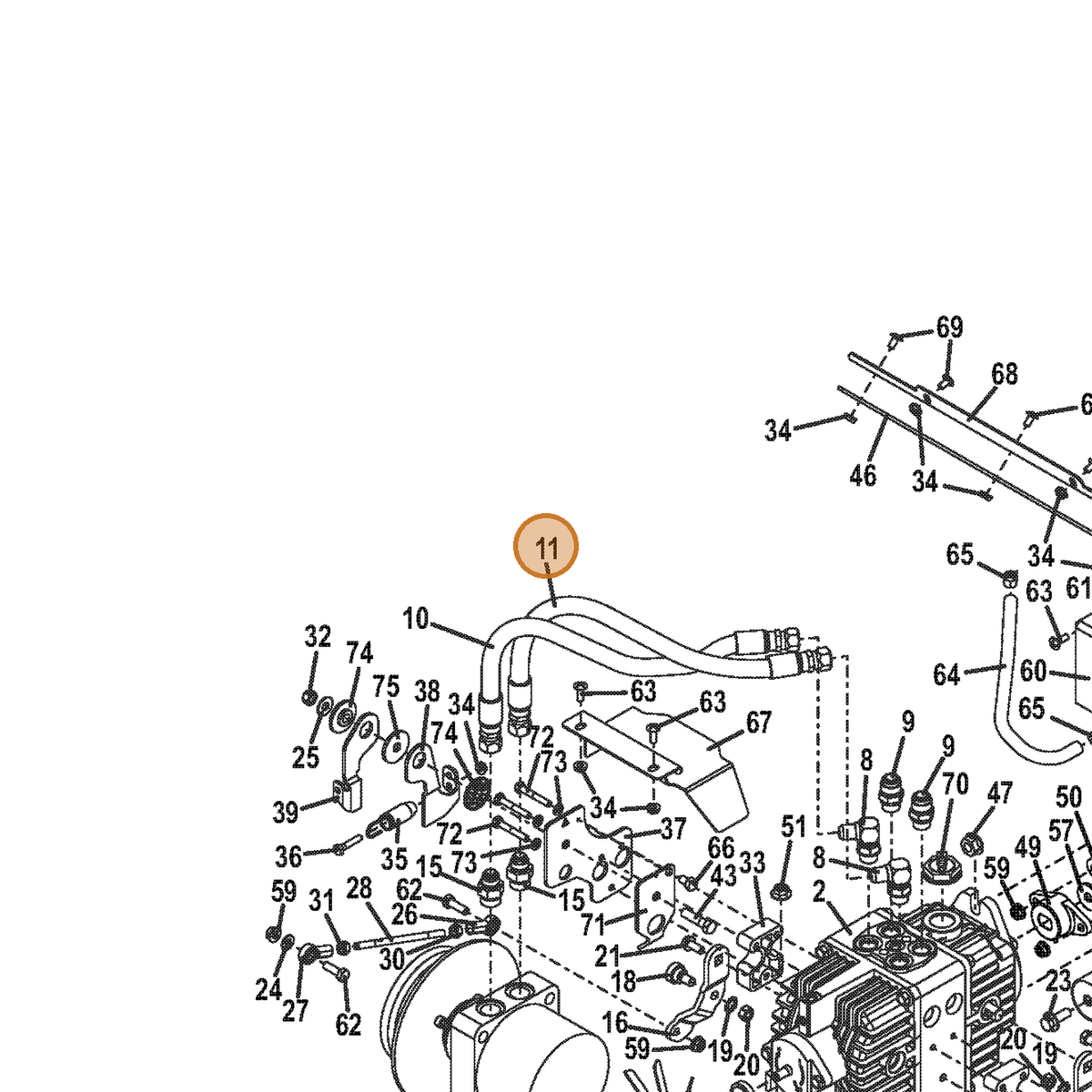 Grasshopper part 424384 — IPL diagram snippet (6x zoom, amber highlight)