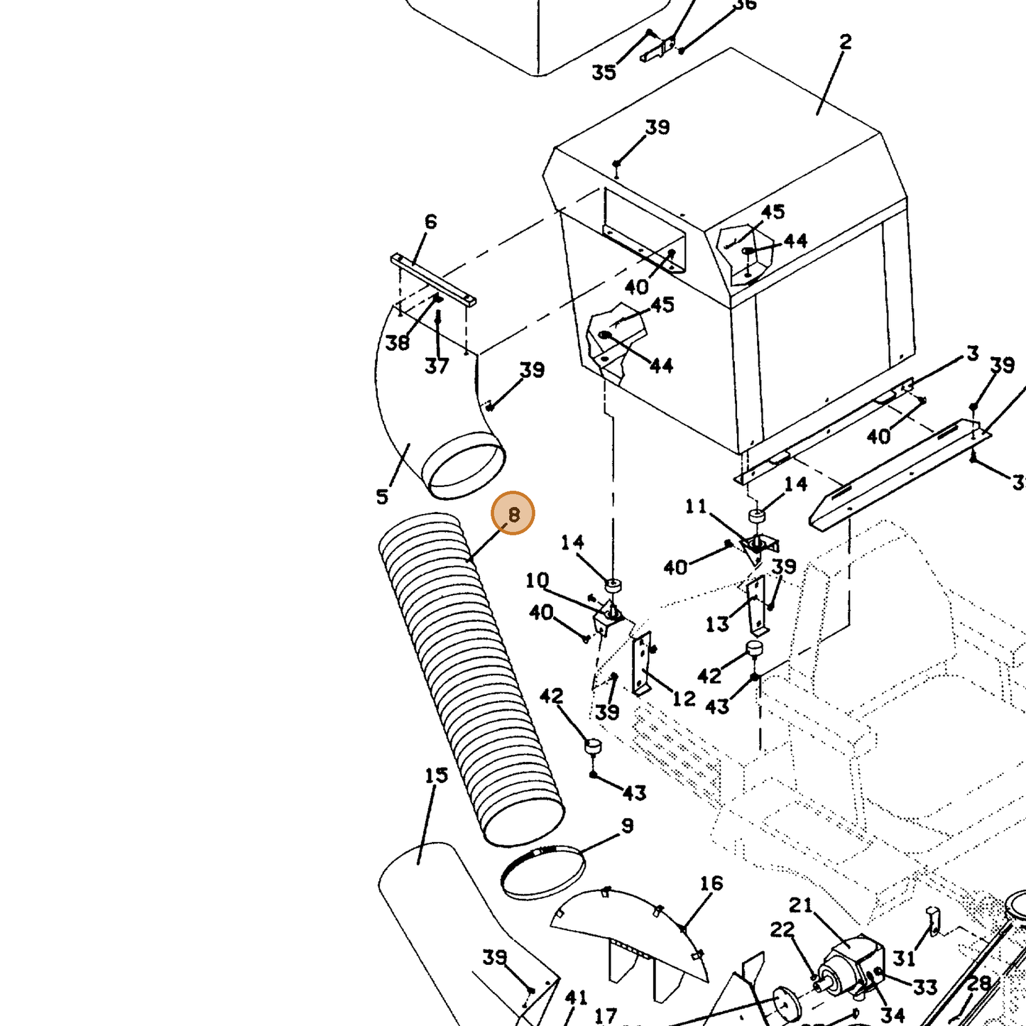 Grasshopper part 424390 — IPL diagram snippet (6x zoom, amber highlight)