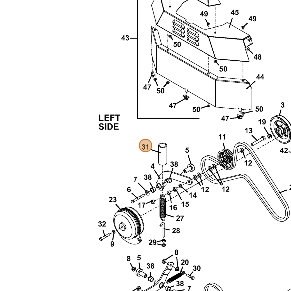 Grasshopper part 424490 — IPL diagram snippet (6x zoom, amber highlight)