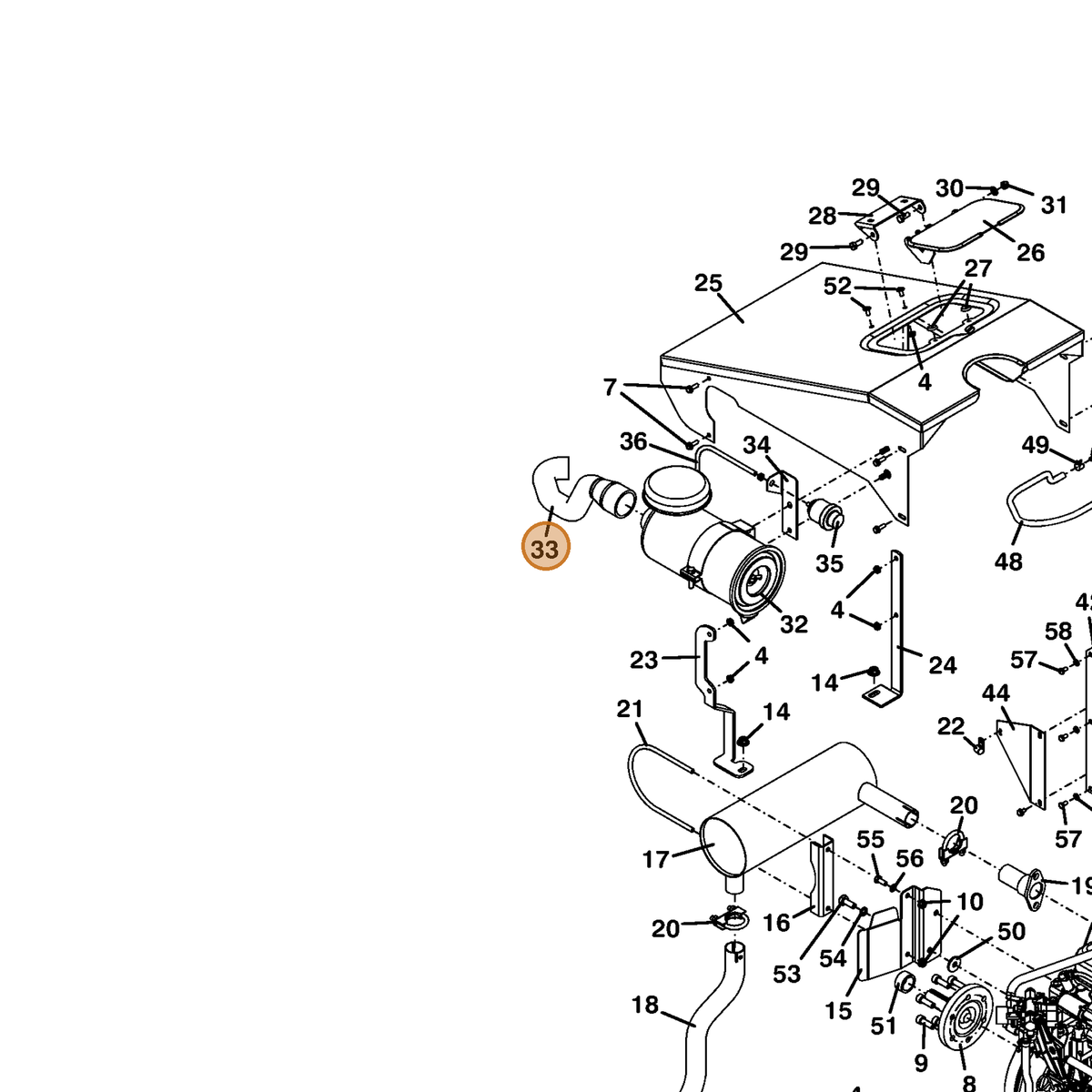 Grasshopper part 424522 — IPL diagram snippet (6x zoom, amber highlight)