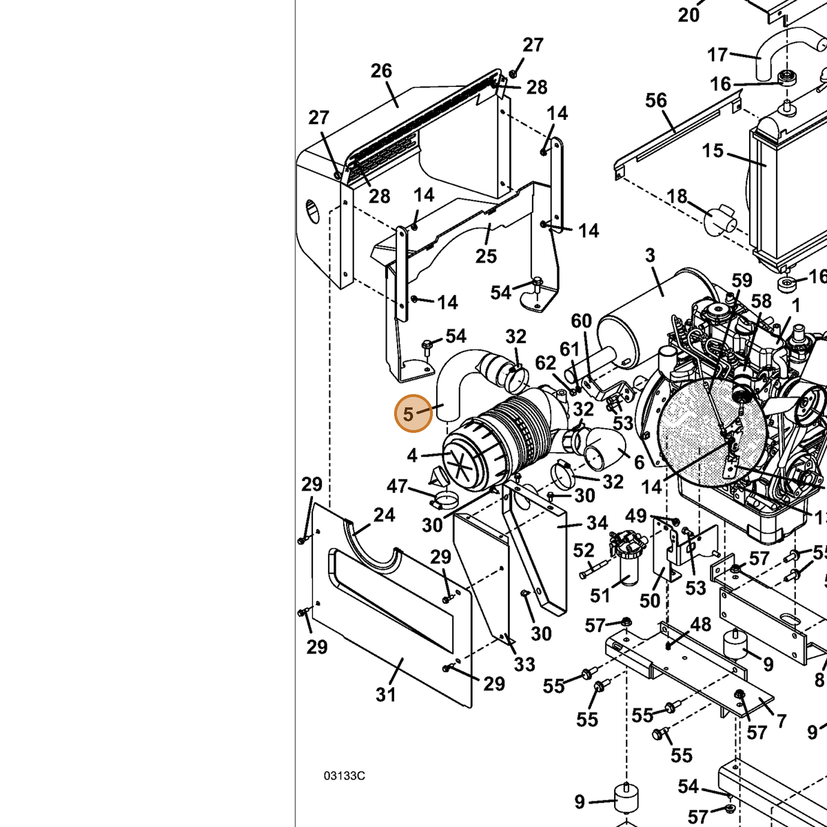 Grasshopper part 424526 — IPL diagram snippet (6x zoom, amber highlight)