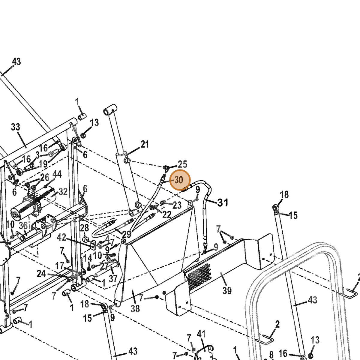Grasshopper part 424548 — IPL diagram snippet (6x zoom, amber highlight)