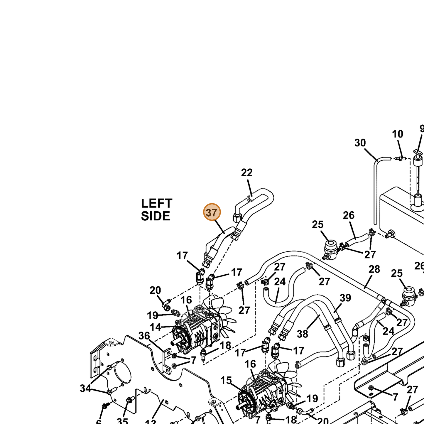 Grasshopper part 424565 — IPL diagram snippet (6x zoom, amber highlight)