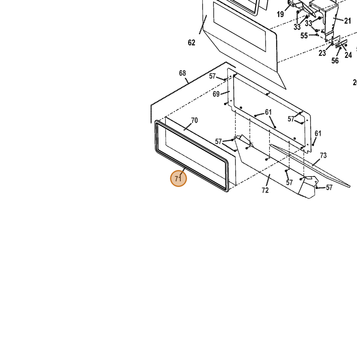 Grasshopper part 425700 — IPL diagram snippet (6x zoom, amber highlight)