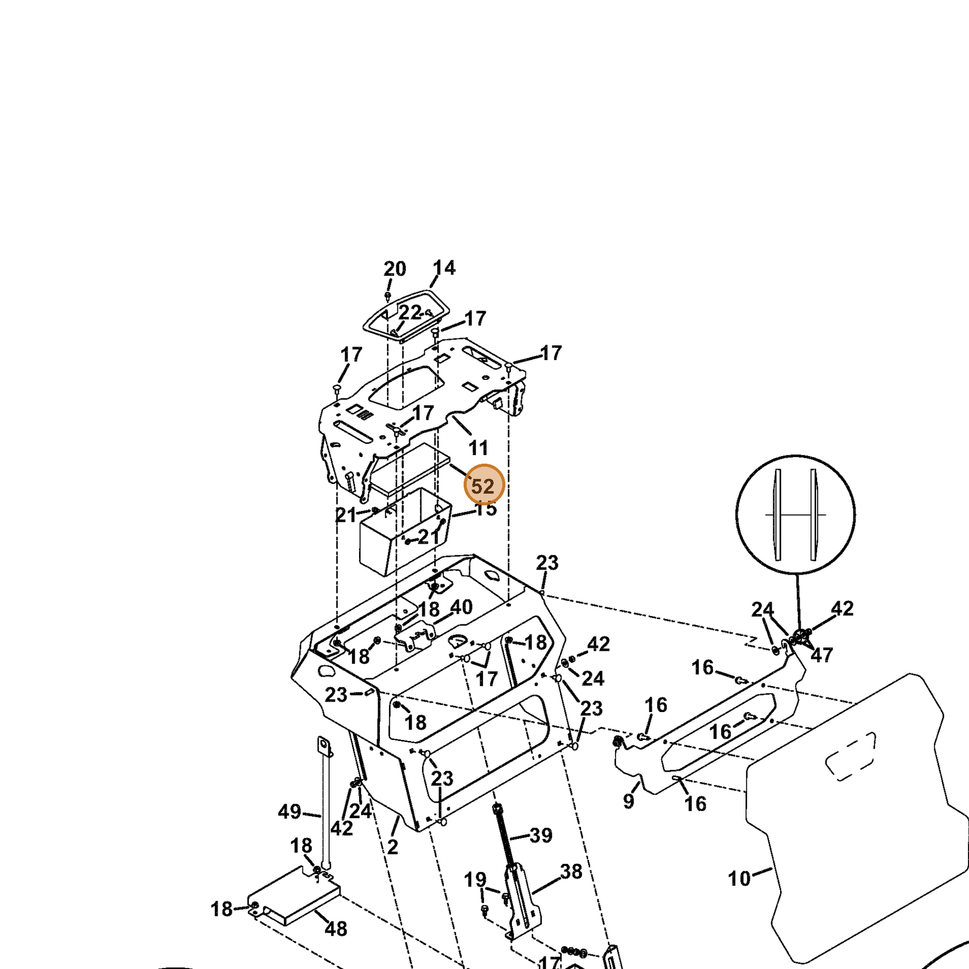 Grasshopper part 427250 — IPL diagram snippet (6x zoom, amber highlight)