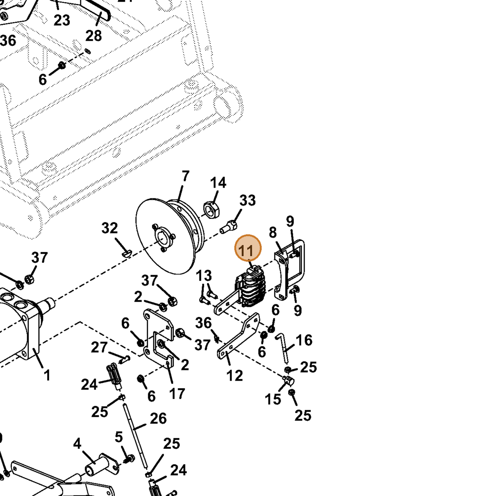 Grasshopper part 481102 — IPL diagram snippet (6x zoom, amber highlight)