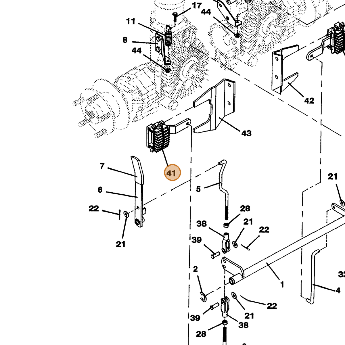 Grasshopper part 481121 — IPL diagram snippet (6x zoom, amber highlight)