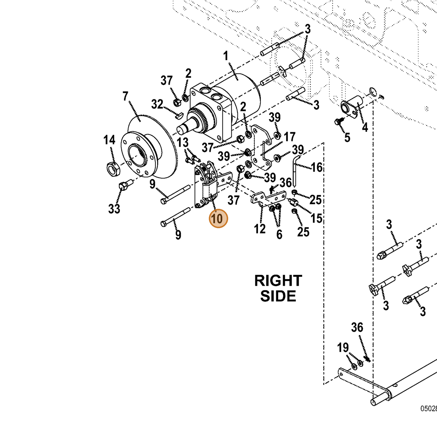 Grasshopper part 481141 — IPL diagram snippet (6x zoom, amber highlight)