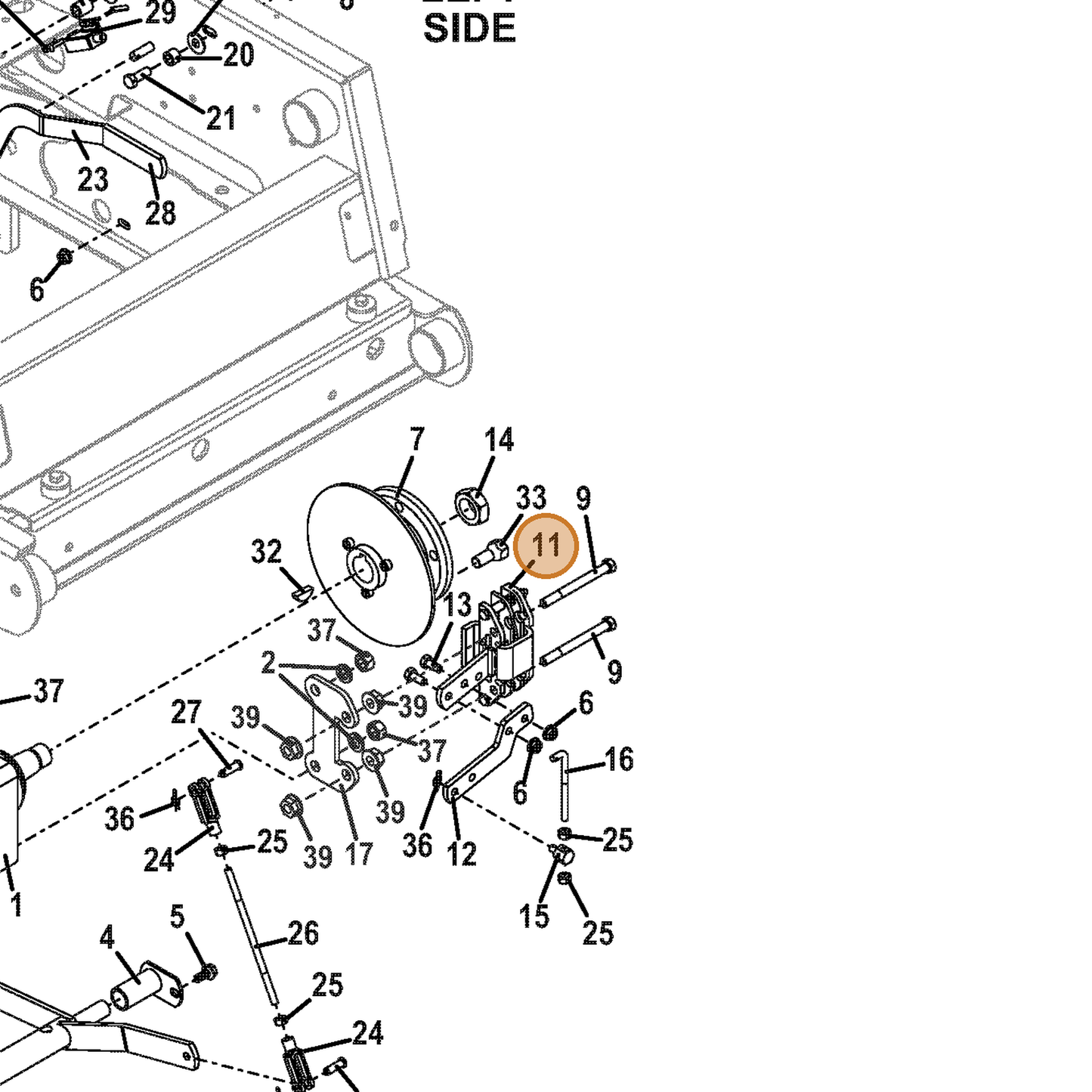 Grasshopper part 481144 — IPL diagram snippet (6x zoom, amber highlight)
