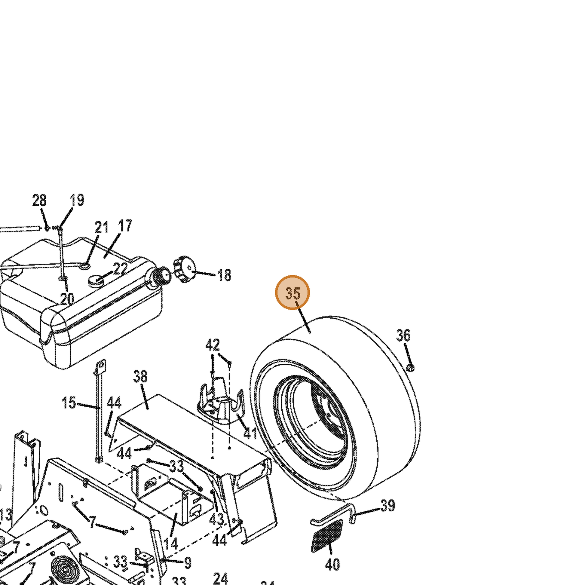 Grasshopper part 482485 — IPL diagram snippet (6x zoom, amber highlight)