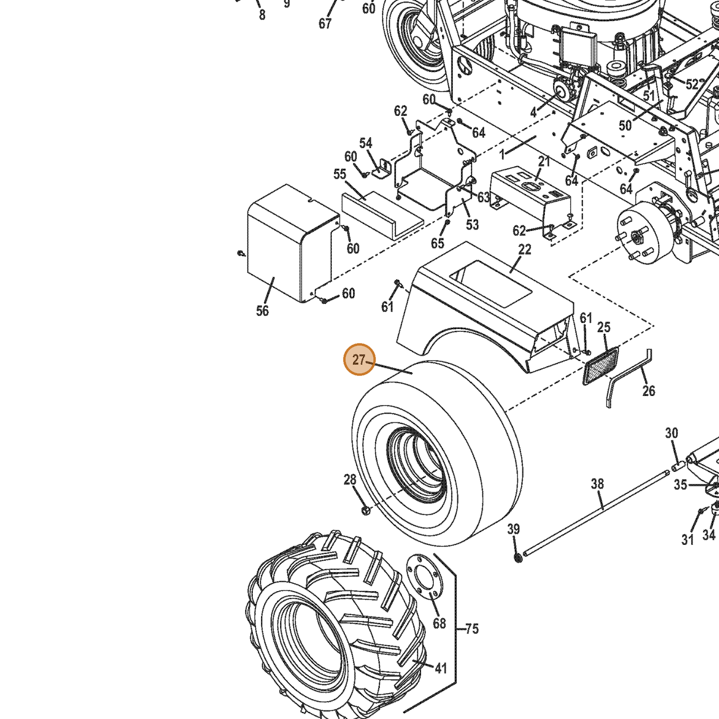 Grasshopper part 483923 — IPL diagram snippet (6x zoom, amber highlight)