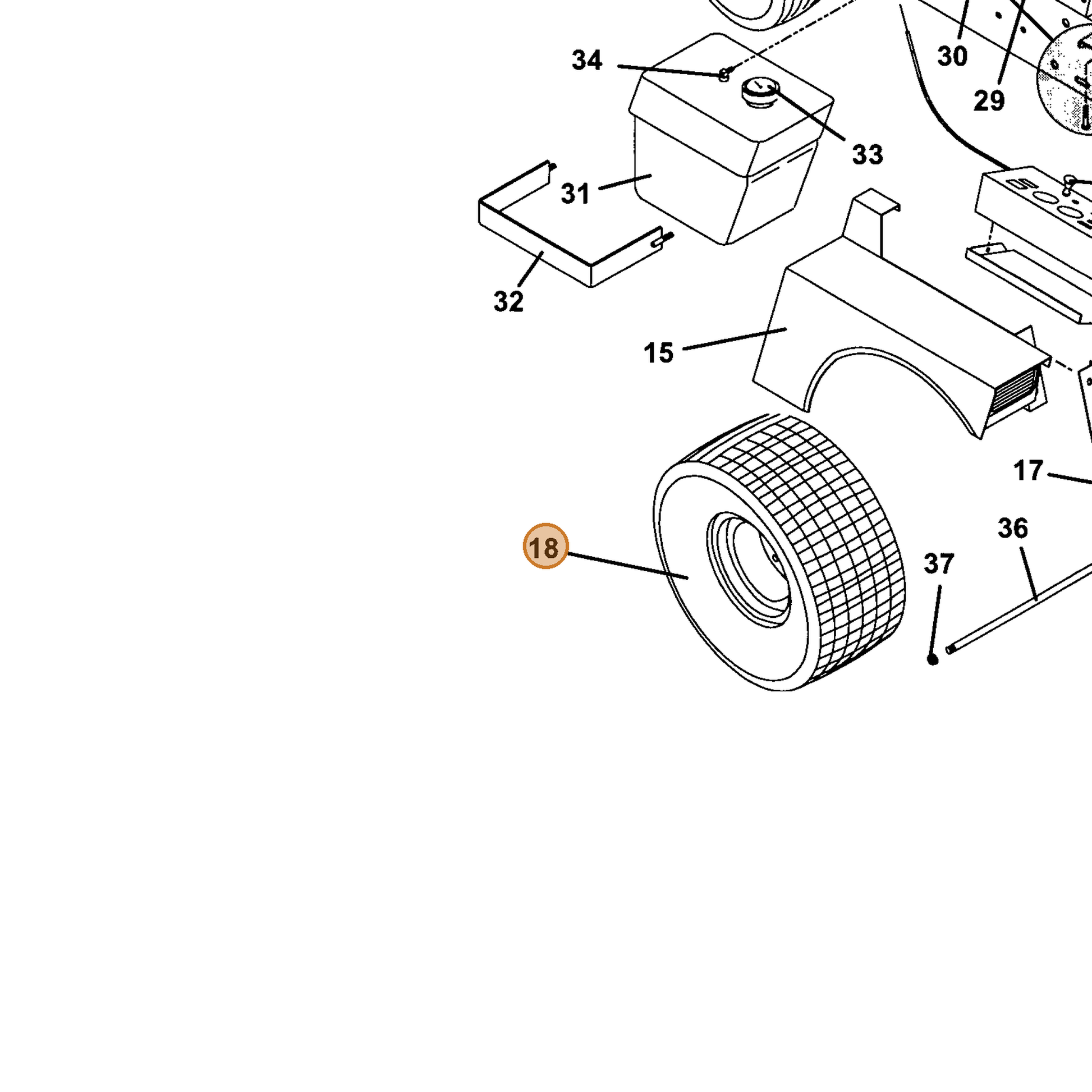 Grasshopper part 483930 — IPL diagram snippet (6x zoom, amber highlight)