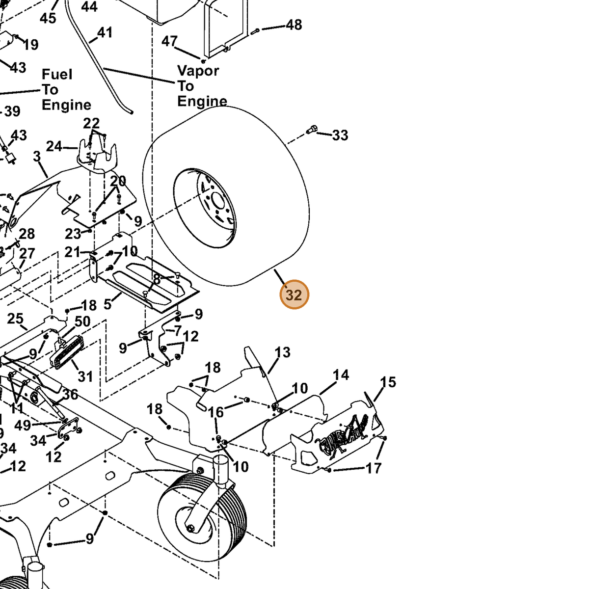 Grasshopper part 483991 — IPL diagram snippet (6x zoom, amber highlight)
