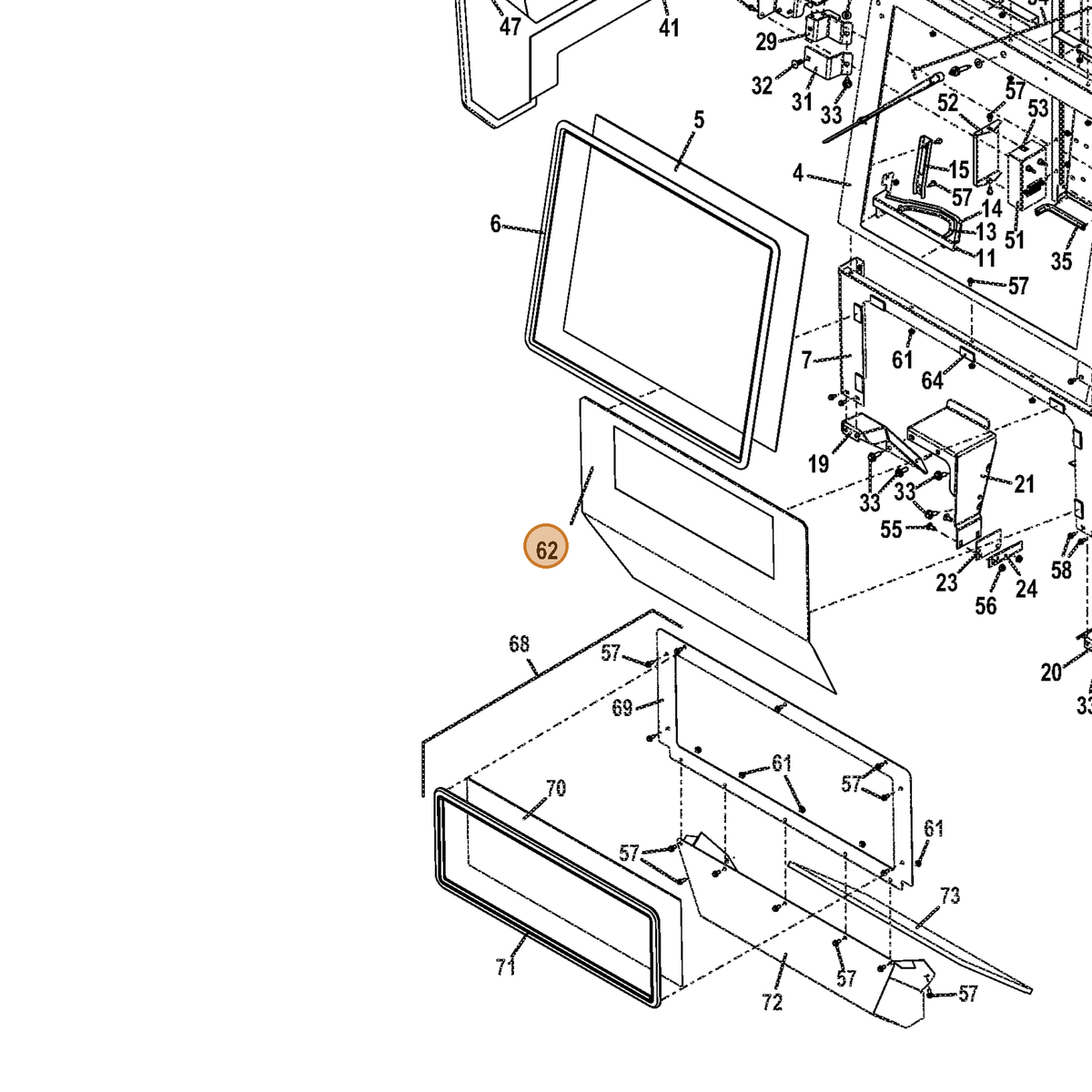 Grasshopper part 503602 — IPL diagram snippet (6x zoom, amber highlight)