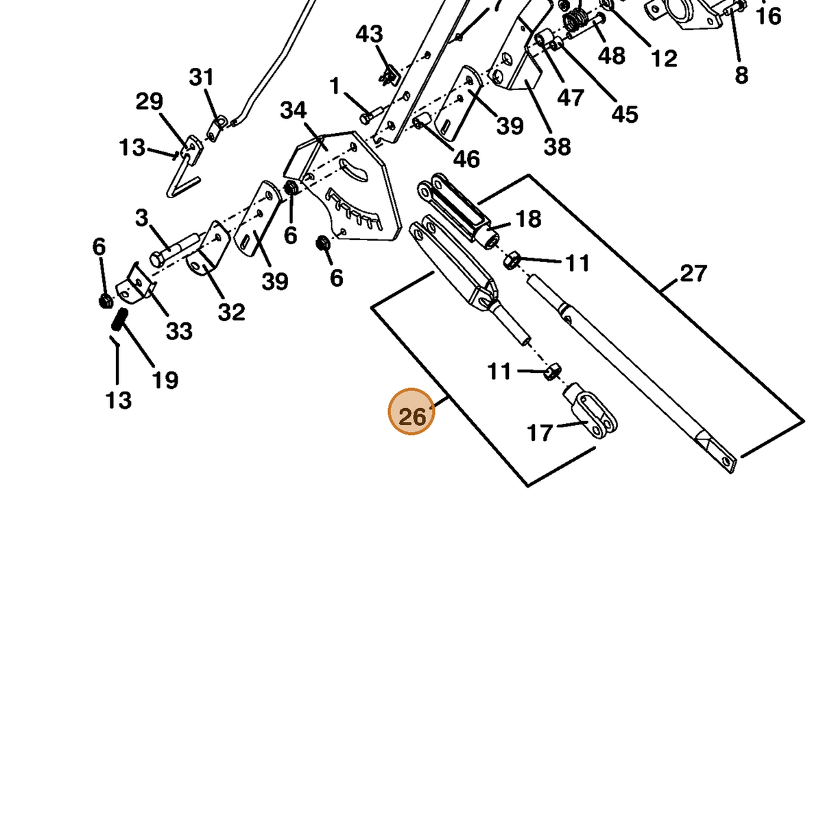Grasshopper part 603042 — IPL diagram snippet (6x zoom, amber highlight)