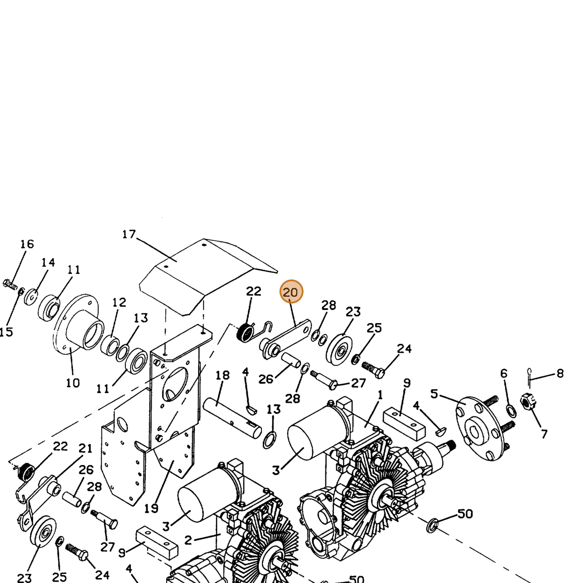 Grasshopper part 603064 — IPL diagram snippet (6x zoom, amber highlight)