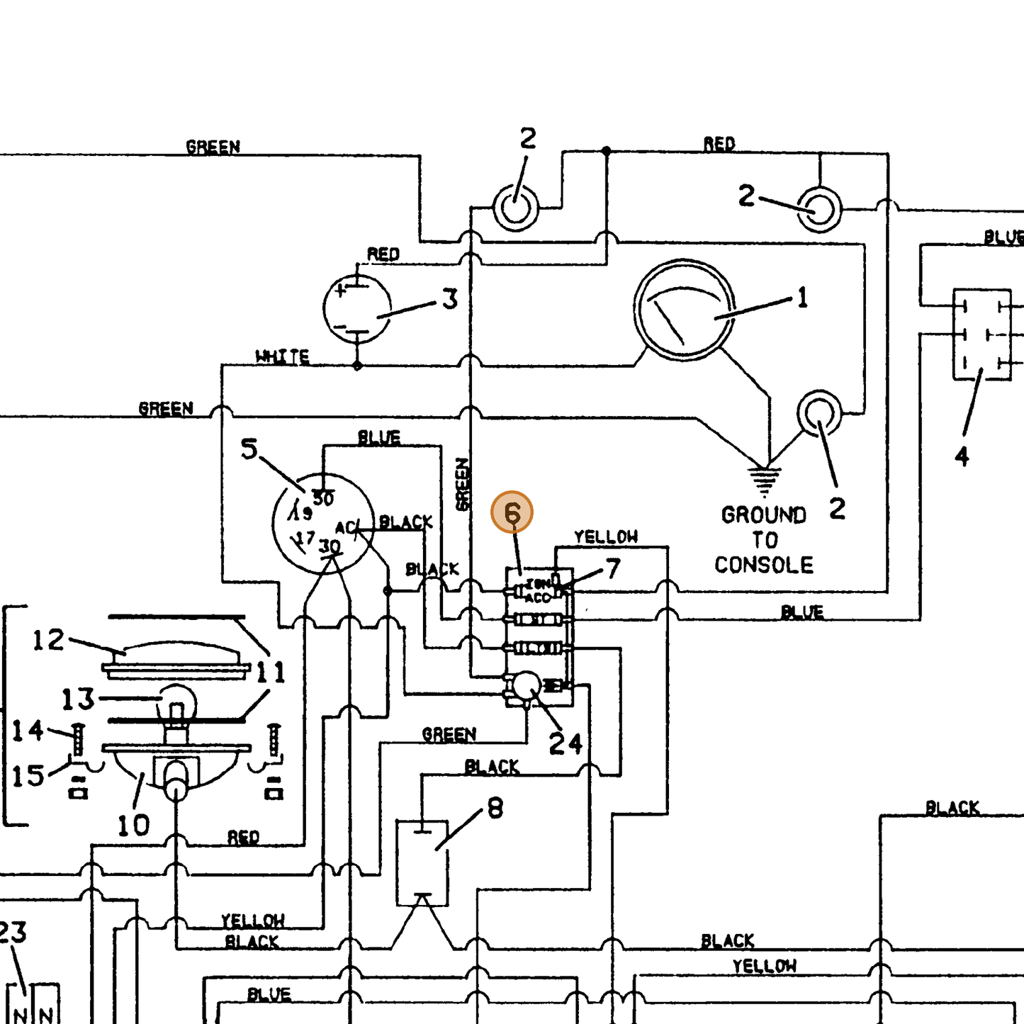 Grasshopper part 603133 — IPL diagram snippet (6x zoom, amber highlight)