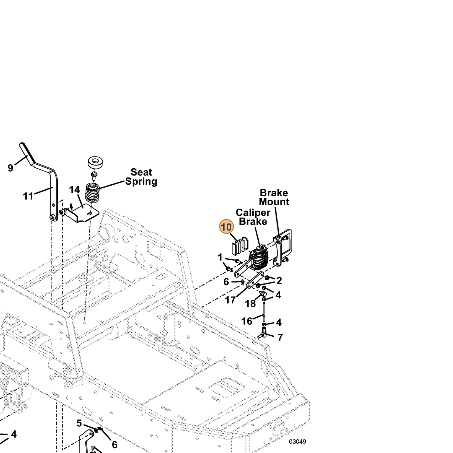 Grasshopper part 603150 — IPL diagram snippet (6x zoom, amber highlight)