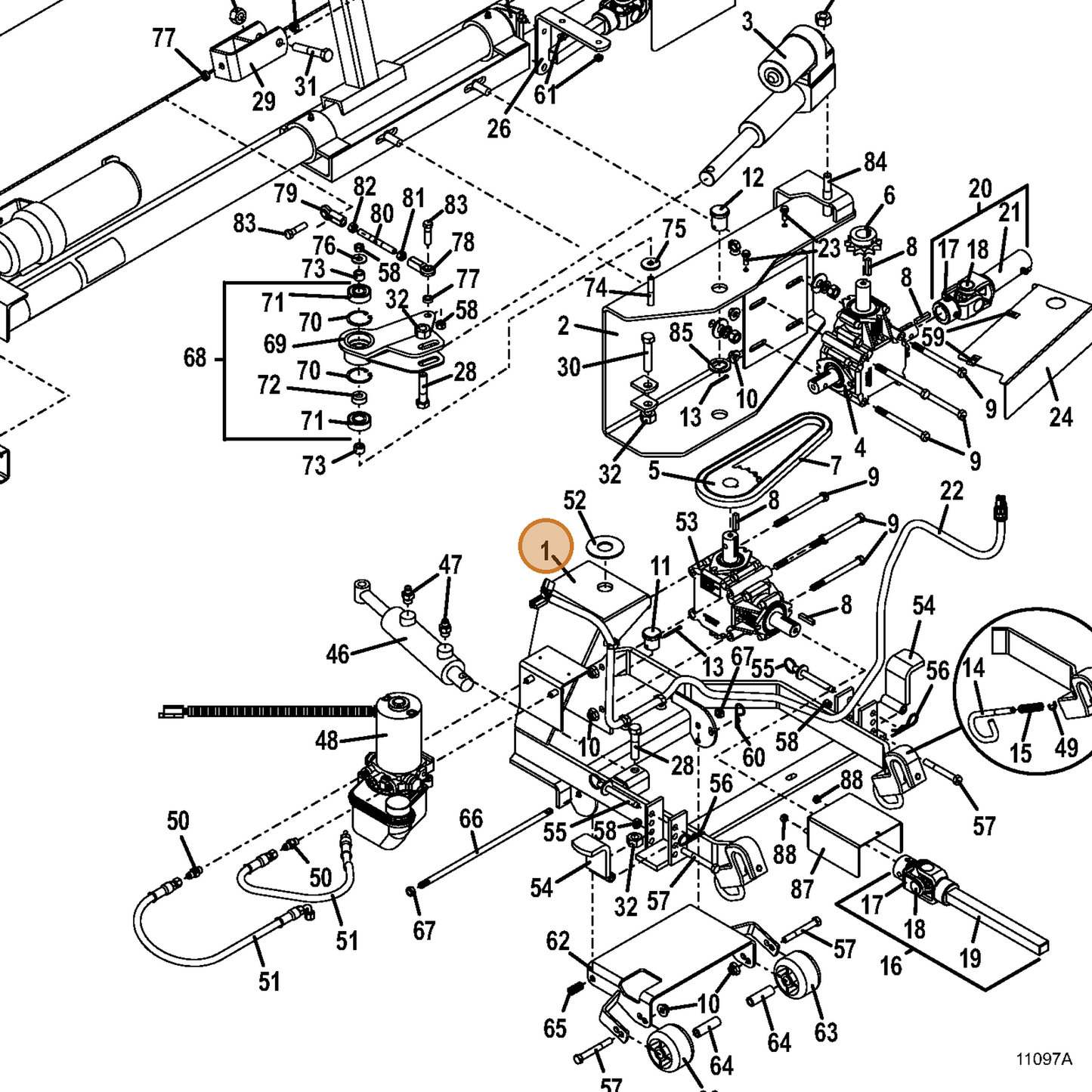 Grasshopper part 603162 — IPL diagram snippet (6x zoom, amber highlight)