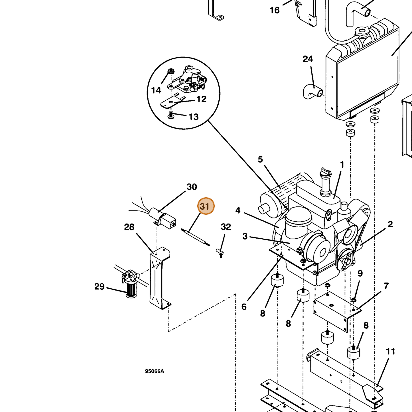 Grasshopper part 603209 — IPL diagram snippet (6x zoom, amber highlight)