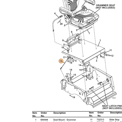 Grasshopper part 603215 — IPL diagram snippet (6x zoom, amber highlight)