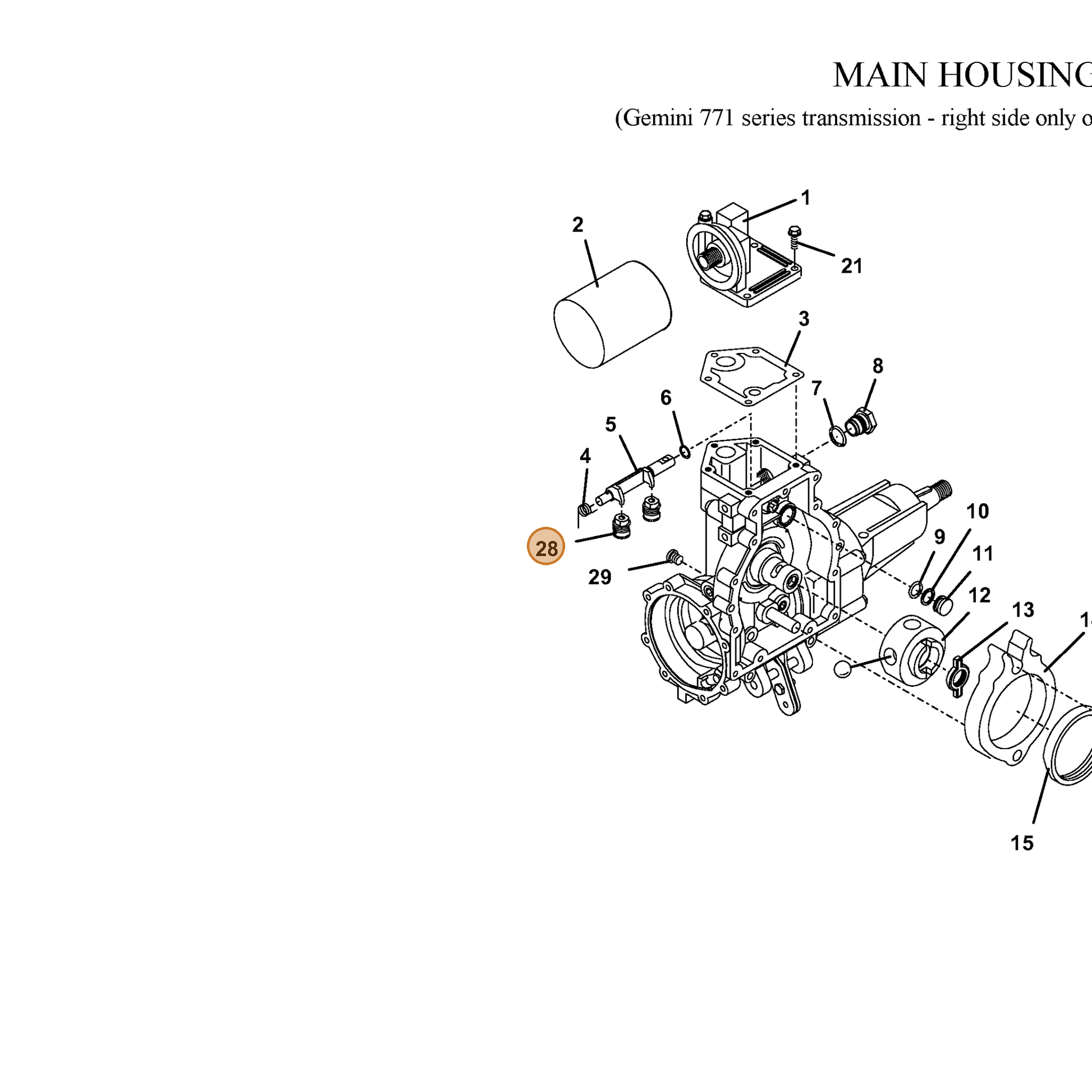 Grasshopper part 603223 — IPL diagram snippet (6x zoom, amber highlight)