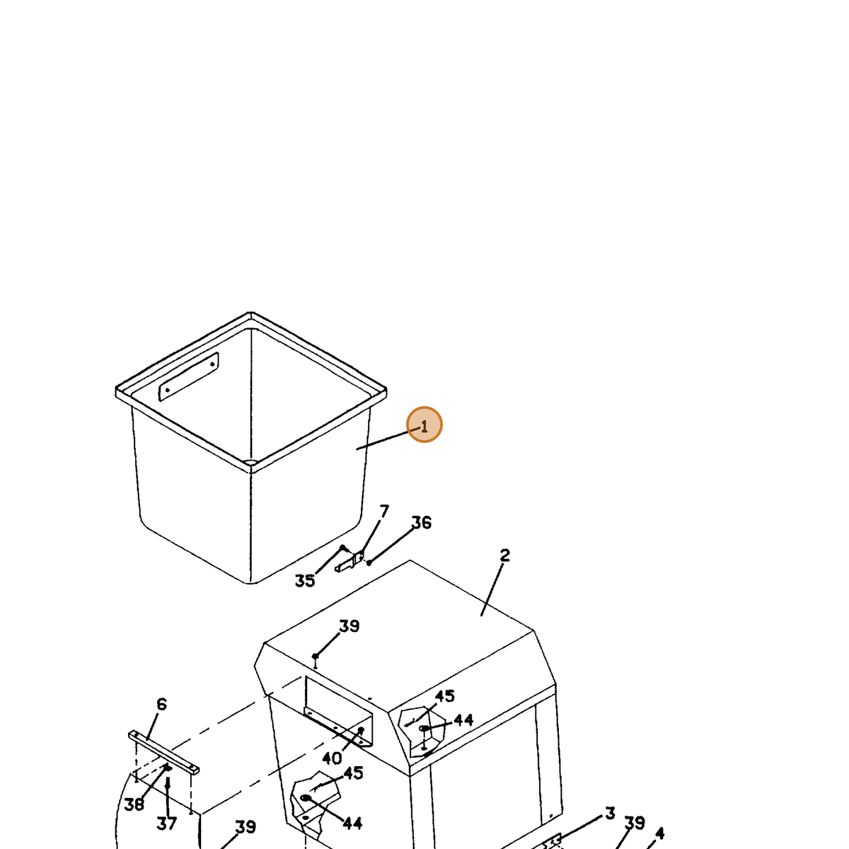 Grasshopper part 603242 — IPL diagram snippet (6x zoom, amber highlight)
