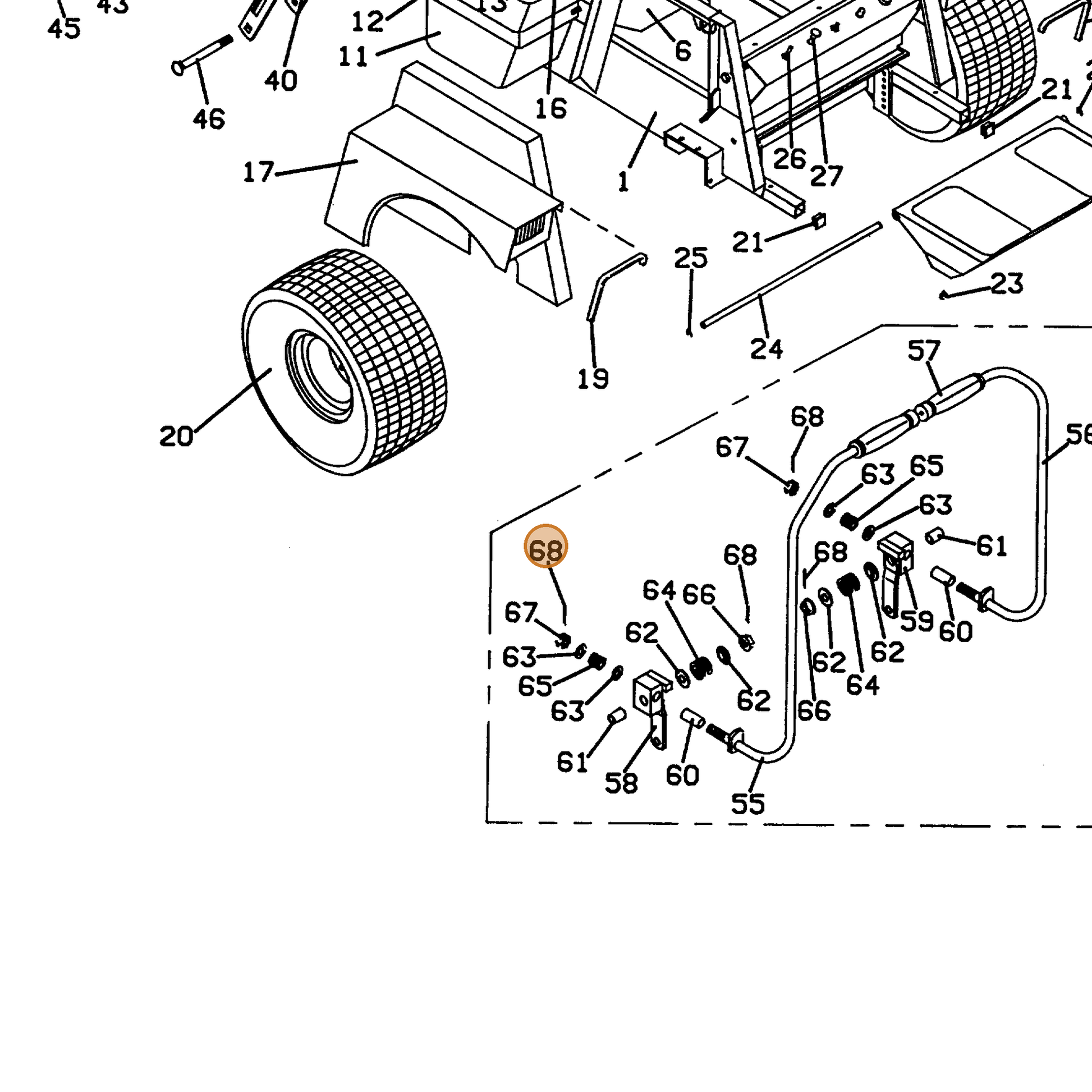 Grasshopper part 603267 — IPL diagram snippet (6x zoom, amber highlight)