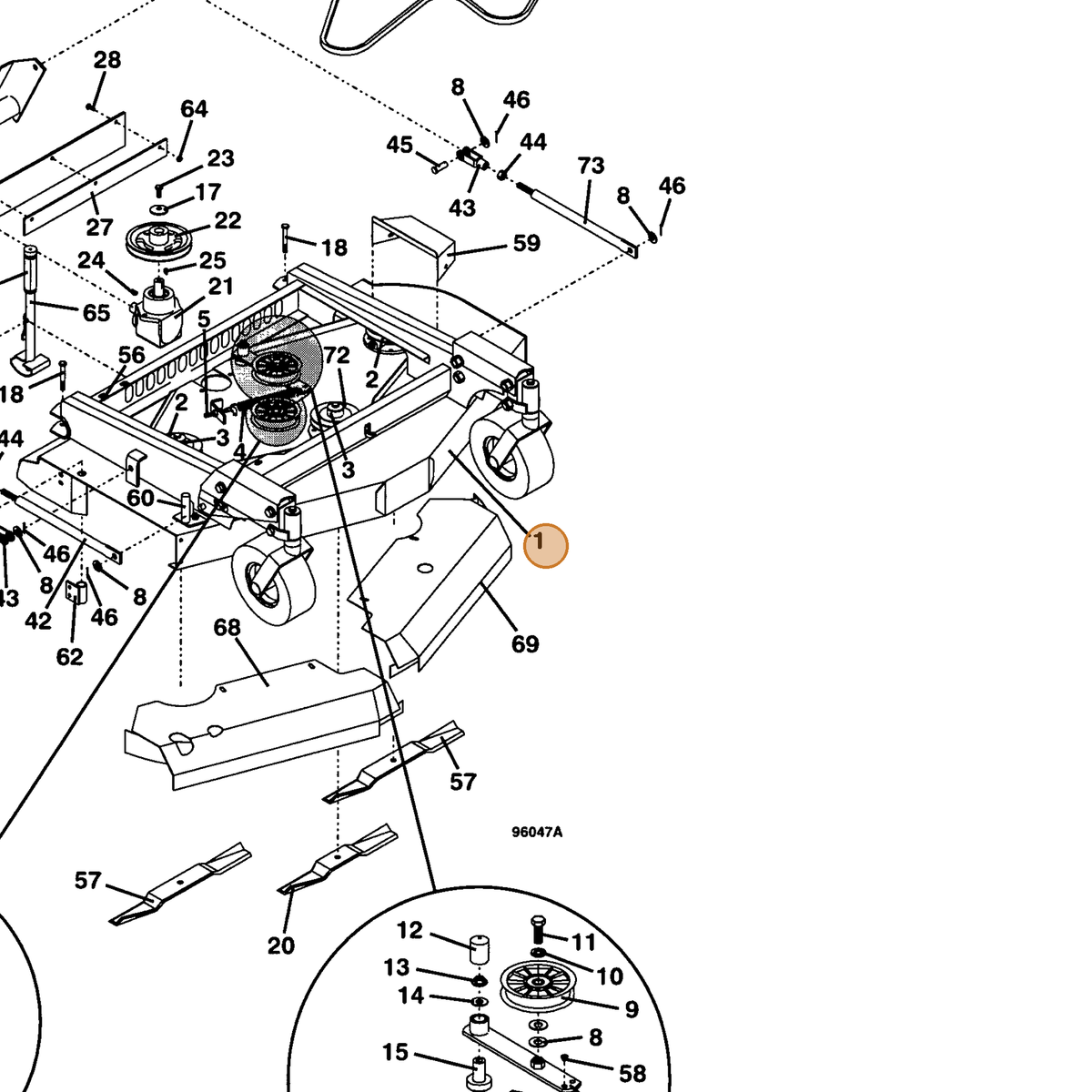 Grasshopper part 603286 — IPL diagram snippet (6x zoom, amber highlight)
