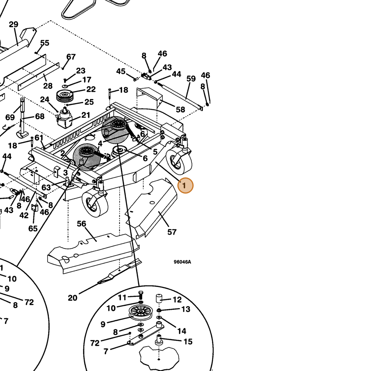 Grasshopper part 603287 — IPL diagram snippet (6x zoom, amber highlight)
