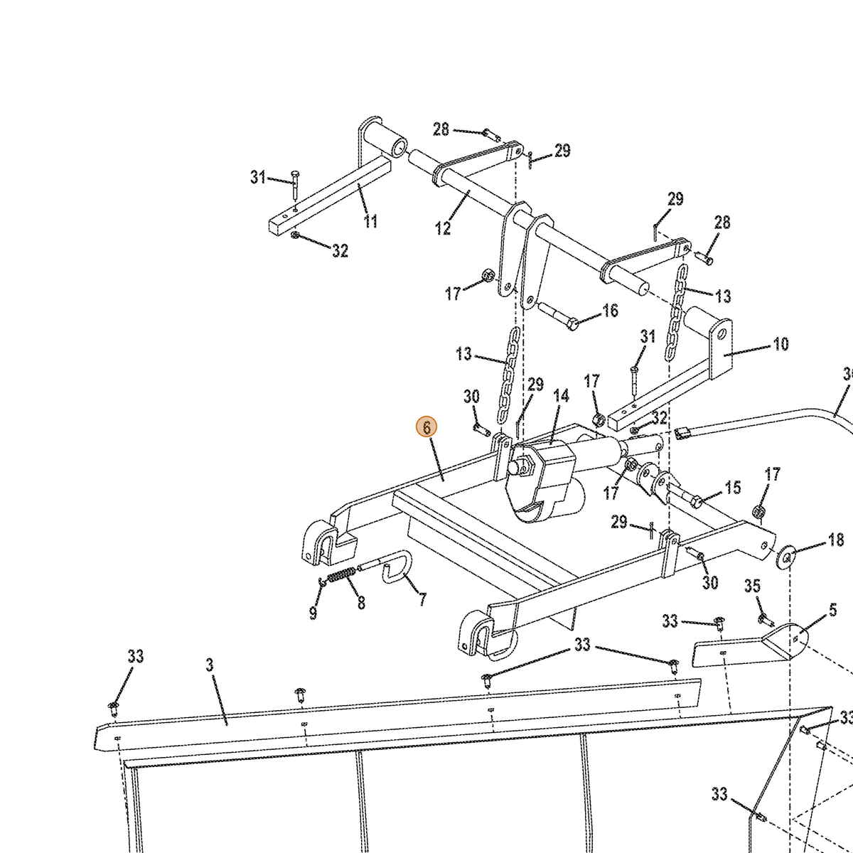 Grasshopper part 603303 — IPL diagram snippet (6x zoom, amber highlight)