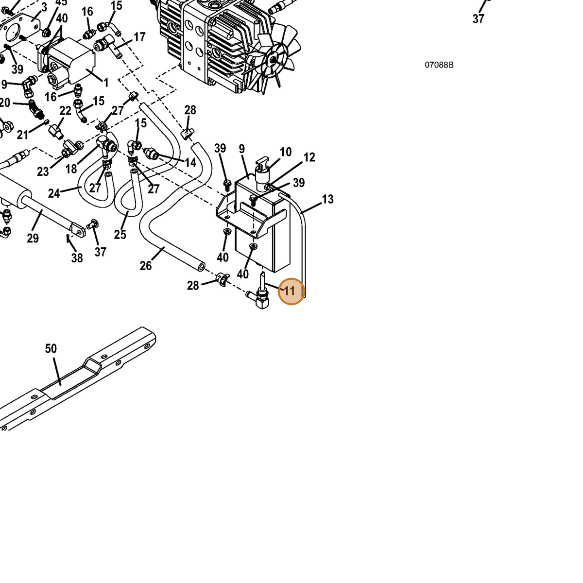 Grasshopper part 603330 — IPL diagram snippet (6x zoom, amber highlight)
