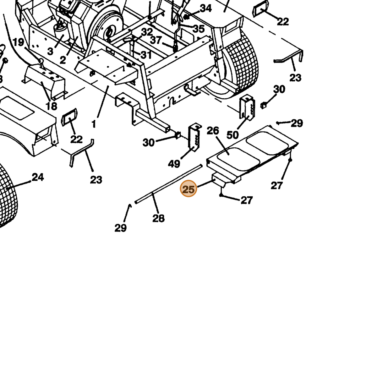 Grasshopper part 603344 — IPL diagram snippet (6x zoom, amber highlight)
