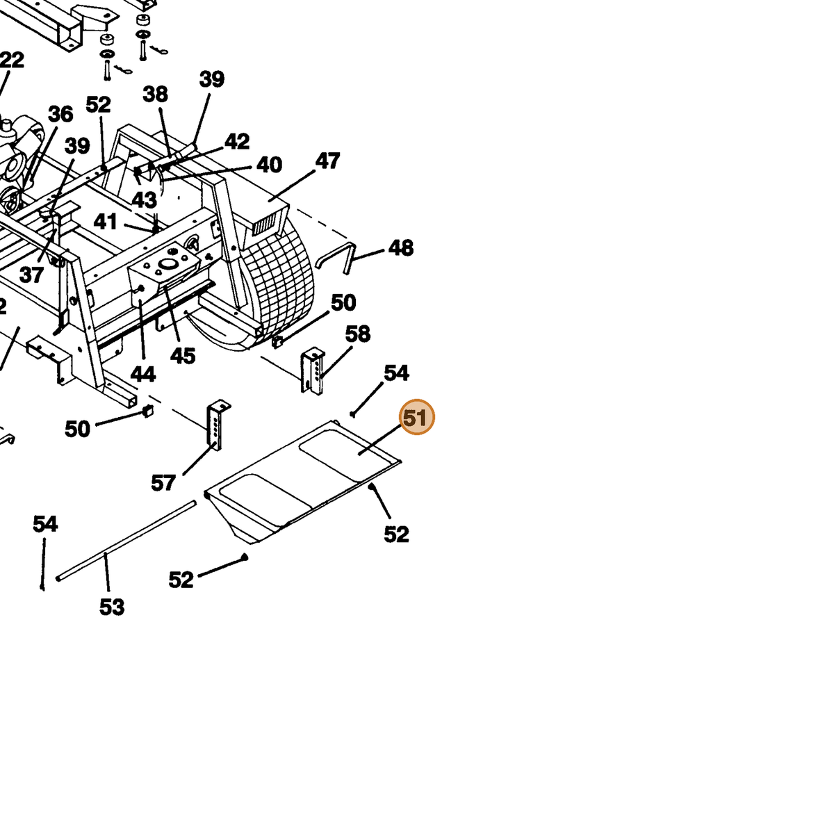 Grasshopper part 603345 — IPL diagram snippet (6x zoom, amber highlight)